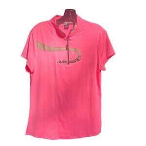Jamie Saduk Pink Golf Shirt M Top Black Swirl Accent Quick Dry Sporty Athletic